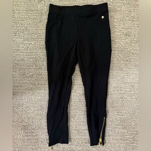 Kate Spade Girls Size 8 Black Ponte Pants Gold Zip Ankle Skirt The Rules